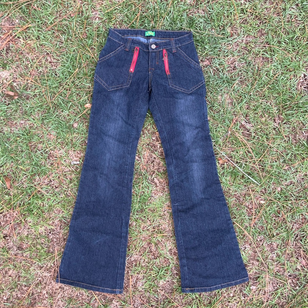 Y2K 2000s Ginger Gnger Low Rise Flare Dark Denim Jeans Size 4-6